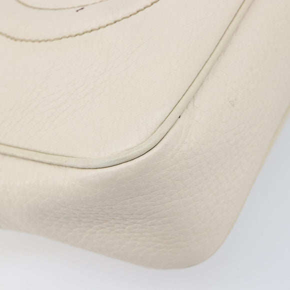 GUCCI Shoulder Bag Leather White Gold 308364 Auth 200987V