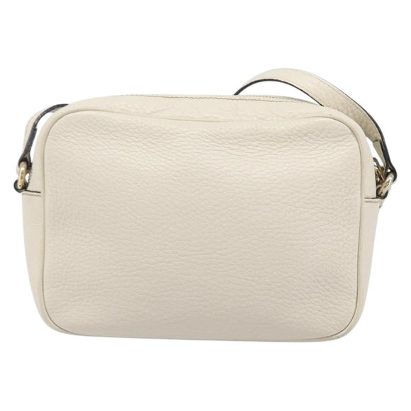 GUCCI Shoulder Bag Leather White Gold 308364 Auth 200987V