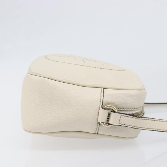GUCCI Shoulder Bag Leather White Gold 308364 Auth 200987V
