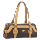 CELINE Macadam Canvas Shoulder Bag PVC Leather Brown Gold Auth 200988-1