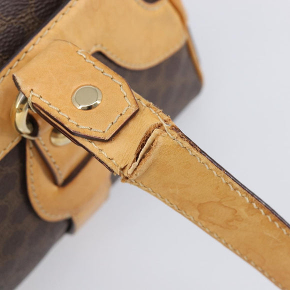 CELINE Macadam Canvas Shoulder Bag PVC Leather Brown Gold Auth 200988