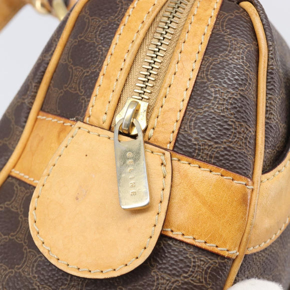 CELINE Macadam Canvas Shoulder Bag PVC Leather Brown Gold Auth 200988