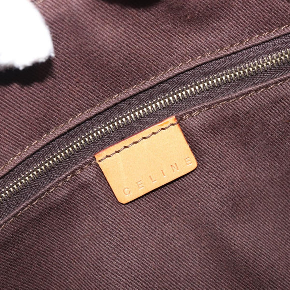 CELINE Macadam Canvas Shoulder Bag PVC Leather Brown Gold Auth 200988
