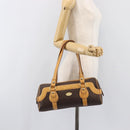 CELINE Macadam Canvas Shoulder Bag PVC Leather Brown Gold Auth 200988-25