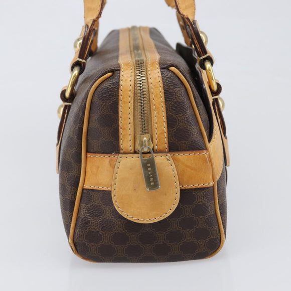 CELINE Macadam Canvas Shoulder Bag PVC Leather Brown Gold Auth 200988