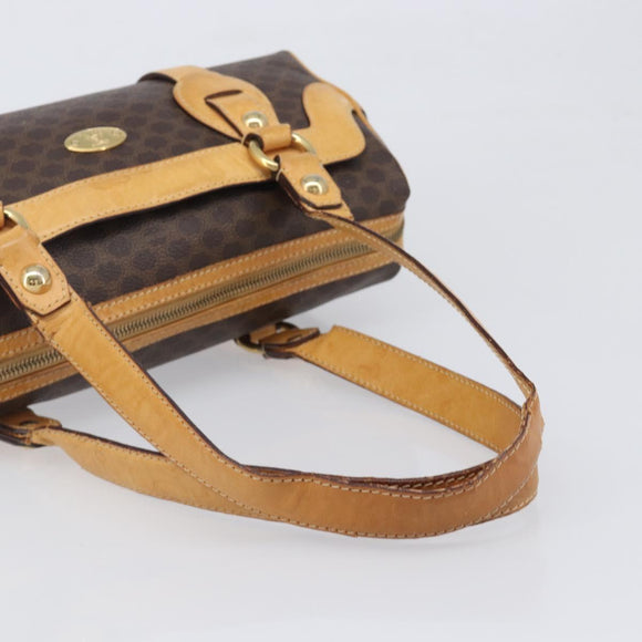CELINE Macadam Canvas Shoulder Bag PVC Leather Brown Gold Auth 200988