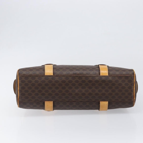 CELINE Macadam Canvas Shoulder Bag PVC Leather Brown Gold Auth 200988