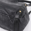 GUCCI GG Canvas Guccissima Tote Bag Leather Black Gold Tone 130736 Auth 200990V-10
