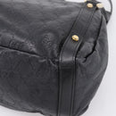 GUCCI GG Canvas Guccissima Tote Bag Leather Black Gold Tone 130736 Auth 200990V-12