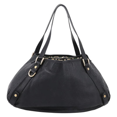 GUCCI GG Canvas Guccissima Tote Bag Leather Black Gold Tone 130736 Auth 200990V - 0