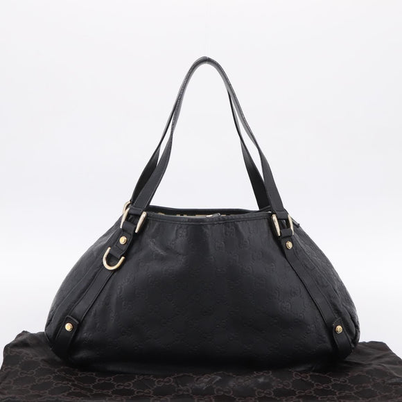 GUCCI GG Canvas Guccissima Tote Bag Leather Black Gold Tone 130736 Auth 200990V