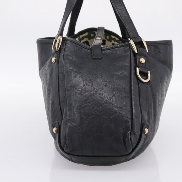 GUCCI GG Canvas Guccissima Tote Bag Leather Black Gold Tone 130736 Auth 200990V