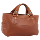 CELINE Boogie Bag Hand Bag Leather Brown Silver Auth 200991A-1