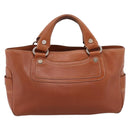 CELINE Boogie Bag Hand Bag Leather Brown Silver Auth 200991A-2