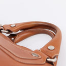 CELINE Boogie Bag Hand Bag Leather Brown Silver Auth 200991A-8
