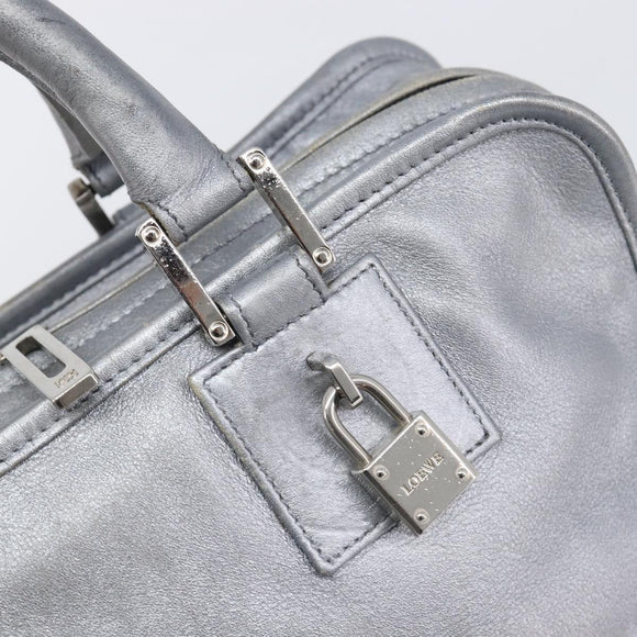 LOEWE Amazona 28 Hand Bag Leather Silver Gold Auth 200992V