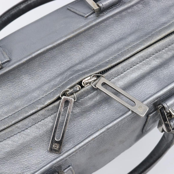 LOEWE Amazona 28 Hand Bag Leather Silver Gold Auth 200992V