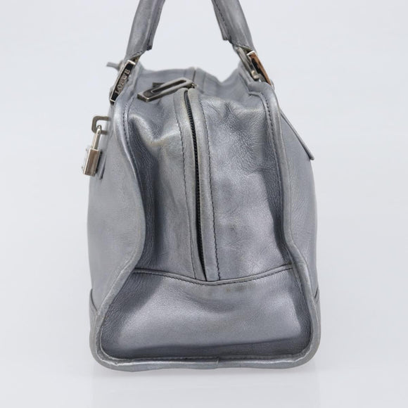 LOEWE Amazona 28 Hand Bag Leather Silver Gold Auth 200992V