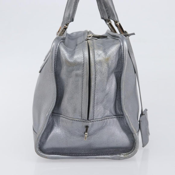 LOEWE Amazona 28 Hand Bag Leather Silver Gold Auth 200992V