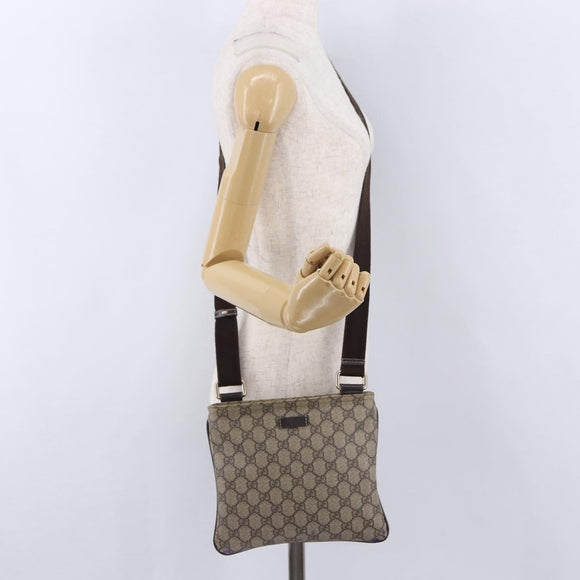 GUCCI GG Supreme Shoulder Bag PVC Beige Gold 201538 Auth 200996