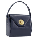 GIVENCHY Hand Bag Leather Navy Gold Auth 200997-1