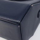 GIVENCHY Hand Bag Leather Navy Gold Auth 200997-15