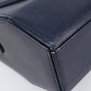 GIVENCHY Hand Bag Leather Navy Gold Auth 200997-16
