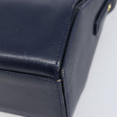 GIVENCHY Hand Bag Leather Navy Gold Auth 200997-17