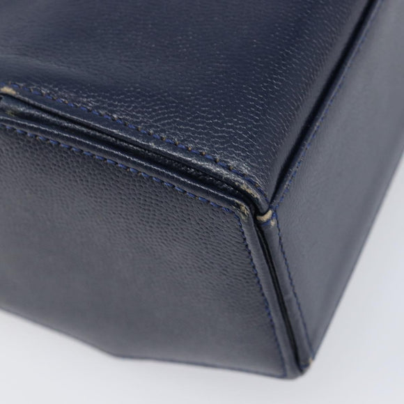 GIVENCHY Hand Bag Leather Navy Gold Auth 200997
