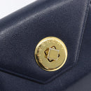 GIVENCHY Hand Bag Leather Navy Gold Auth 200997-9