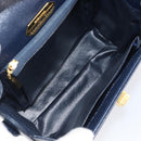 GIVENCHY Hand Bag Leather Navy Gold Auth 200997-11