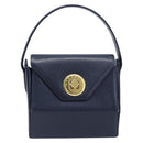 GIVENCHY Hand Bag Leather Navy Gold Auth 200997-13