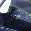 GIVENCHY Hand Bag Leather Navy Gold Auth 200997-22