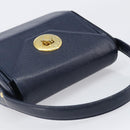 GIVENCHY Hand Bag Leather Navy Gold Auth 200997-6