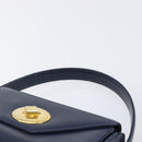 GIVENCHY Hand Bag Leather Navy Gold Auth 200997-14
