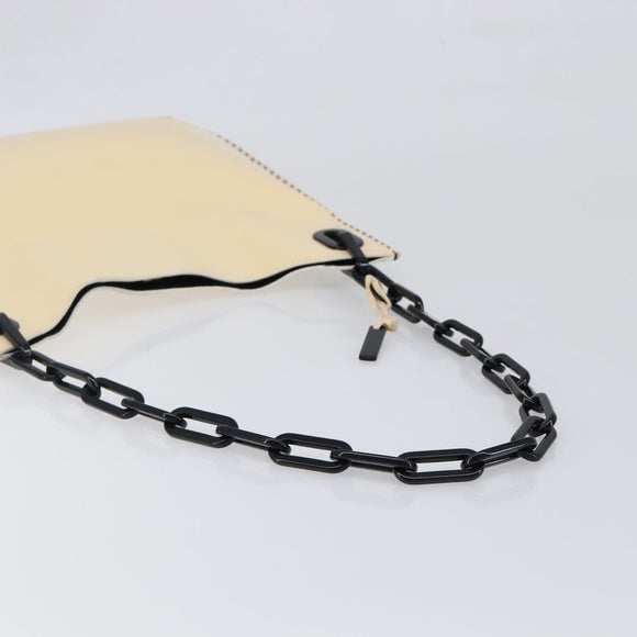 GUCCI Chain Shoulder Bag Patent leather Beige Gold 001 4168 Auth 200998