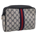 GUCCI GG Supreme Sherry Line Clutch Bag PVC Navy Gold 010 378 Auth 200999-1