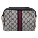 GUCCI GG Supreme Sherry Line Clutch Bag PVC Navy Gold 010 378 Auth 200999-2