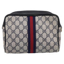 GUCCI GG Supreme Sherry Line Clutch Bag PVC Navy Gold 010 378 Auth 200999-3