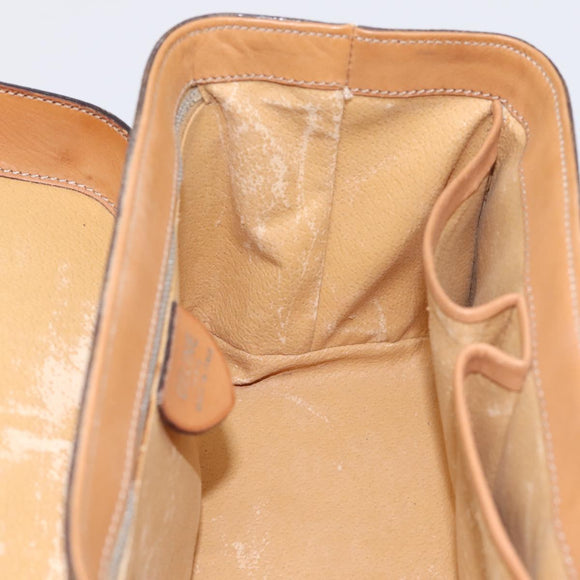 CELINE Macadam Canvas Star Ball Vanity Pouch PVC Leather Brown Auth 201000