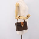 CELINE Macadam Canvas Star Ball Vanity Pouch PVC Leather Brown Auth 201000-24