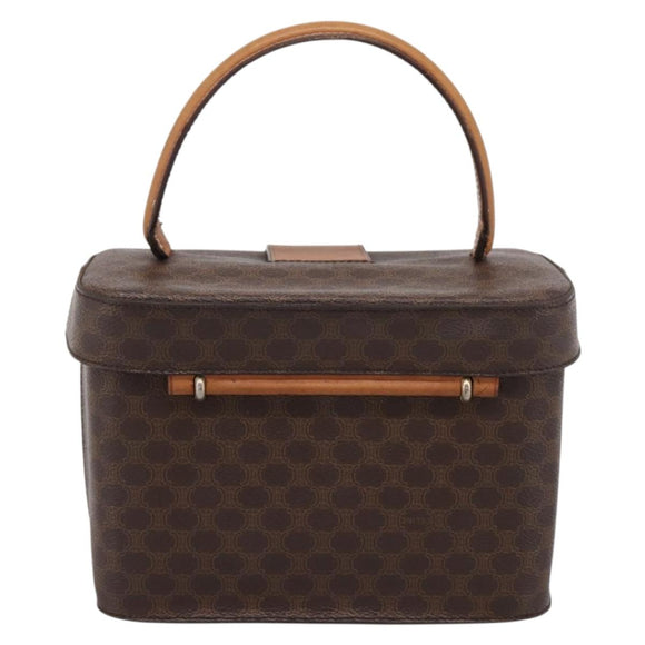 CELINE Macadam Canvas Star Ball Vanity Pouch PVC Leather Brown Auth 201000