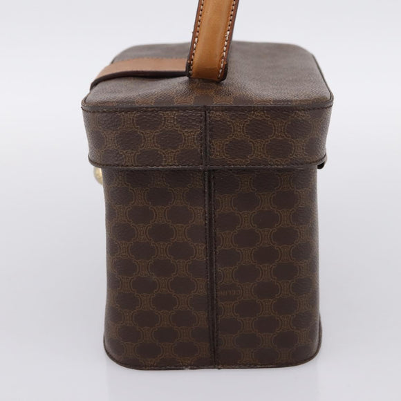 CELINE Macadam Canvas Star Ball Vanity Pouch PVC Leather Brown Auth 201000