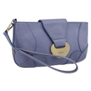 Chloe Clutch Bag Leather Light Blue Gold Auth 201007A-1