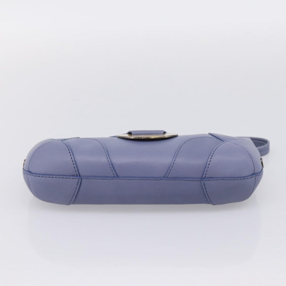 Chloe Clutch Bag Leather Light Blue Gold Auth 201007A