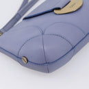 Chloe Clutch Bag Leather Light Blue Gold Auth 201007A-14