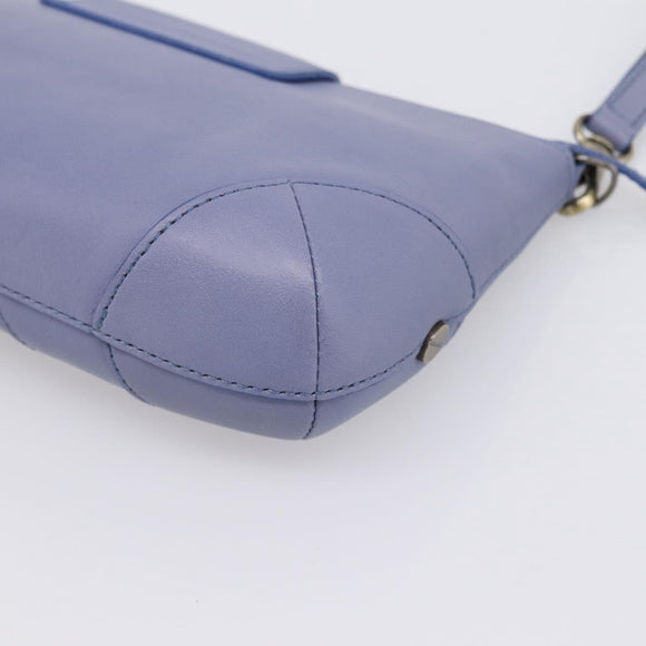 Chloe Clutch Bag Leather Light Blue Gold Auth 201007A
