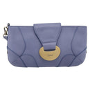 Chloe Clutch Bag Leather Light Blue Gold Auth 201007A-13