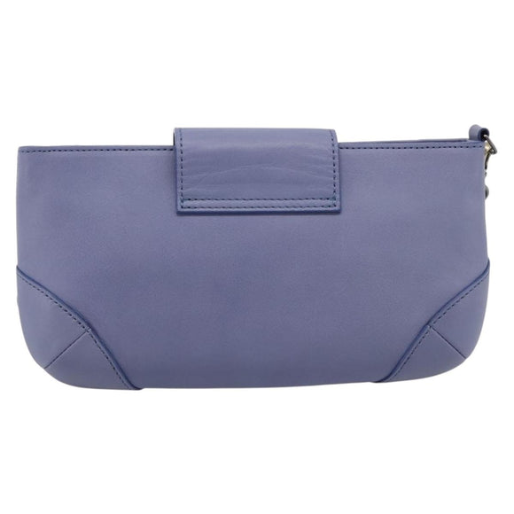 Chloe Clutch Bag Leather Light Blue Gold Auth 201007A