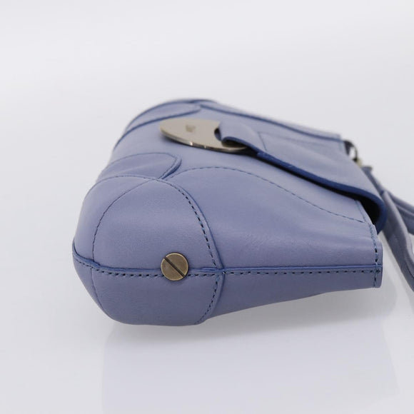 Chloe Clutch Bag Leather Light Blue Gold Auth 201007A